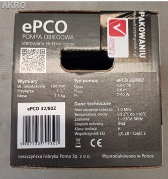 Elektroniczna pompa obiegowa LFP ePCO 32/80 180mm